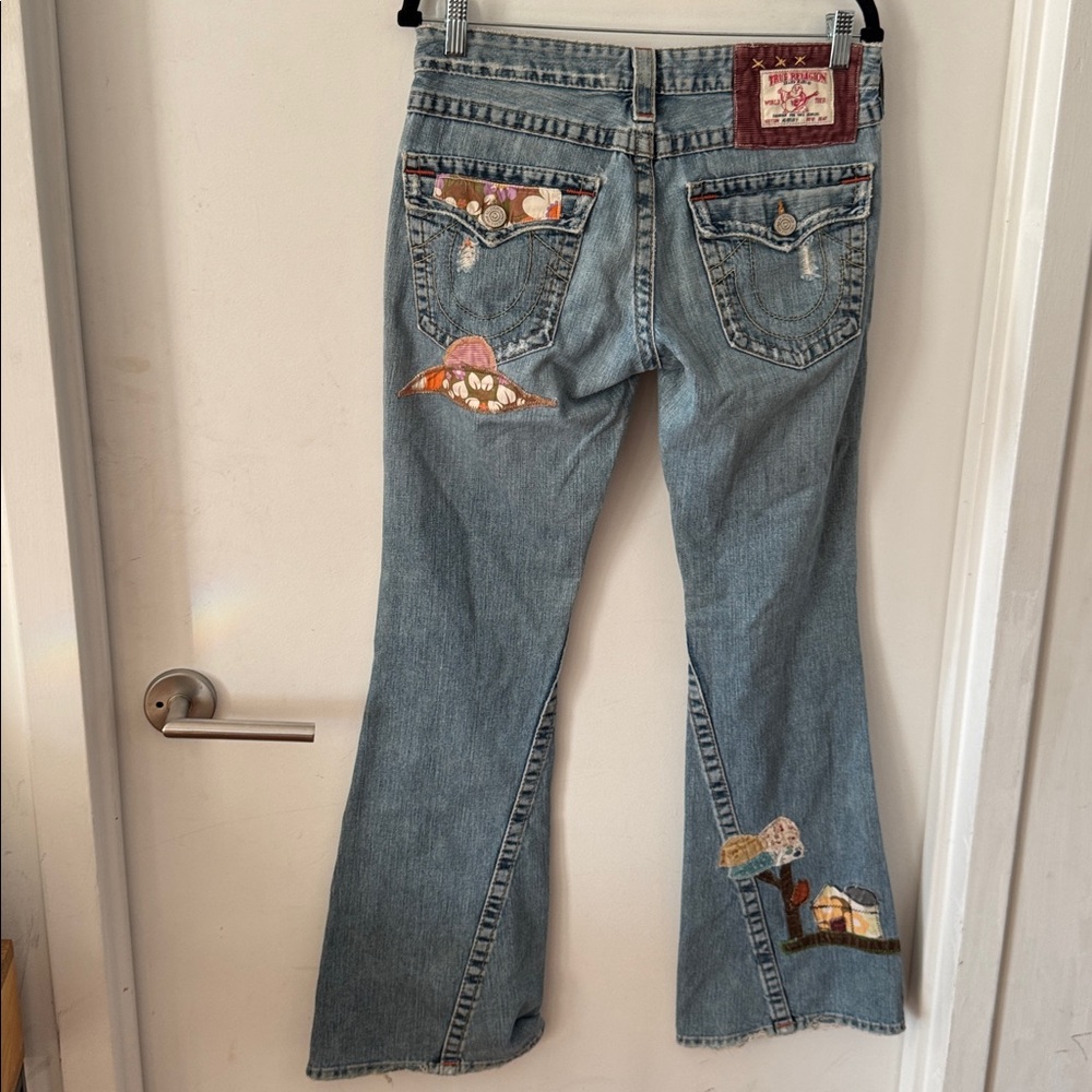 True Religion Ashbury patchwork flared denim Jean… - image 5